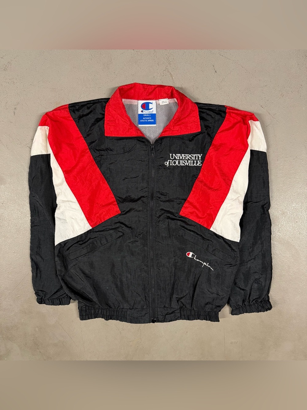 Vintage 90s Champion Louisville Cardinals College Retro Windbreaker Jacket Small